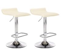 Set de 2 taburetes dyn en cuero pu simil cuero crema 41x38x65 cm