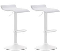 CLP Set De 2 Taburetes Alto Dyn V2 En Simil Cuero & con Base De Metal I 2 Sillas De Bar Regulables En Altura & Giratorias I, Color:Blanco, Color del Marco:Blanco
