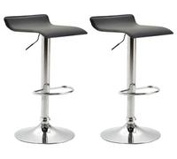 CLP Set De 2 Taburetes Alto Dyn V2 En Simil Cuero & con Base De Metal I 2 Sillas De Bar Regulables En Altura & Giratorias I, Color:Negro, Color del Marco:Cromado
