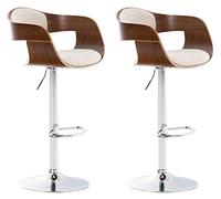 Set De 2 Taburetes Kingston con Estructura De Asiento De Madera & Tapizado En Tela I 2 Taburetes Altos Reagulables En Altura I Color:, Color:Nuez/Crema