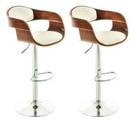 Set de 2 taburetes kingston en simil cuero nogal/blanco 48x50x88 cm