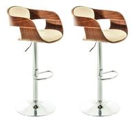 Set de 2 taburetes kingston en simil cuero nogal/crema 48x50x88 cm