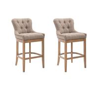 Set De 2 Taburetes Lakewood Tapizados en Tela I 2 Taburetes Altos con Respaldo & Reposapiés I 2 Taburetes - Sillón Altos Acolchados I Color:, Color:gris pardo, Color del marco:envejecido claro