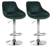 Set de 2 taburetes lazio en terciopelo verde oscuro 49x46x83 cm