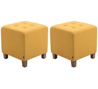 Set de 2 taburetes puff pharao en tela amarillo 45x45x46 cm