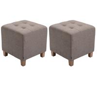 Set de 2 taburetes puff pharao en tela gris topo 45x45x46 cm
