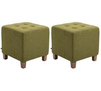 Set de 2 taburetes puff pharao en tela verde 45x45x46 cm