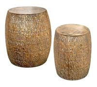 Set de 2 taburetes Redondos de Metal Dorado 46x41x41 cm
