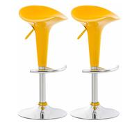 Set de 2 Taburetes Saddle Modernos I 2 Taburetes de Bar Regulables en Altura & Giratorios I 2 Taburetes Altos con Reposaiés I Color:, Color:Amarillo