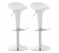 Set de 2 Taburetes Saddle Modernos I 2 Taburetes de Bar Regulables en Altura & Giratorios I 2 Taburetes Altos con Reposaiés I Color:, Color:Blanco