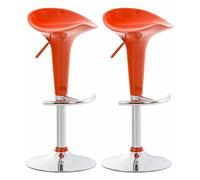 Set de 2 Taburetes Saddle Modernos I 2 Taburetes de Bar Regulables en Altura & Giratorios I 2 Taburetes Altos con Reposaiés I Color:, Color:Naranja