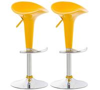 Set de 2 Taburetes Saddle Modernos I 2 Taburetes de Bar Regulables en Altura & Giratorios I 2 Taburetes Altos con Reposaiés I Color:, Color:Amarillo