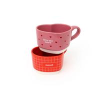 Mr. Wonderful - Set de 2 Tazas Apilables “Give Me More Amore” - Tazas de Cerámica 310 ml - Aptas para Lavavajillas - Regalo Romántico para Parejas