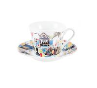 Set de 2 tazas grandes de café de la Ciudad de Barcelona de 6.5 cm. de diámetro y taza incluida
