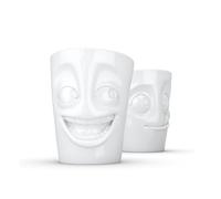 FIFTYEIGHT PRODUCTS N.º 3 Witzig & Lecker - Juego de tazas (porcelana, 2 x 350 ml, fabricado en Alemania), color blanco