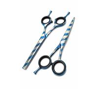 Set de 2 Tijeras Profesionales de Peluquería - Tijera de Corte 5” con Tornillo Rotativo + Tijera de Esculpir 30 Dientes 5.5” - Kit Profesional para Peluqueros, Academias y Estudiantes