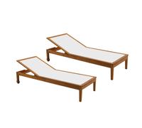 Set de 2 tumbonas blanco y madera maciza NAVEEN