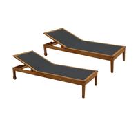 Set de 2 tumbonas gris oscuro y madera maciza NAVEEN