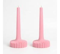 Set de 2 Velas Acanaladas de Cera de Colza Natural - Diseño Escandinavo Minimalista, Velas Decorativas Modernas para Hogar y Regalo (Rosas)