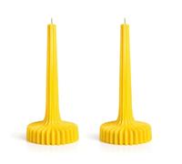 Set de 2 Velas Acanaladas de Cera de Colza Natural - Diseño Escandinavo Minimalista, Velas Decorativas Modernas para Hogar y Regalo (Amarillas)