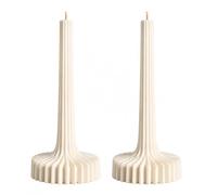 Set de 2 Velas Acanaladas de Cera de Colza Natural - Diseño Escandinavo Minimalista, Velas Decorativas Modernas para Hogar y Regalo (Blancas)