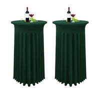 Set de 2 Verde Oscuro Fundas elásticas para mesas Redondas de Bar con Falda, Ø 80-85 cm, Manteles de Cóctel para Mesas Altas,Mantel Redondo para Mesa Redonda Bar Boda Mantel de Banquete(80 x 110 cm)