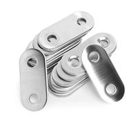 Set de 20 Escuadras Planas de Acero Inoxidable 16×37 mm, Placas Metálicas Perforadas de Fijación Esquina, Conectores para Muebles con Tornillos, Placas de Unión para Reparación y Montaje DIY en Madera