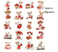 Set de 20 Stickers Vintage de Ratón de Fresa Hechas a , para Decorar Cuadernos, Álbumes, Diarios y Revistas