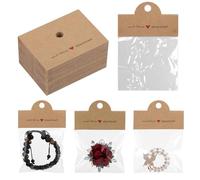 Set de 200 piezas para empaquetar joyas: 100 bolsitas pequeñas para joyería, 100 cajas de cartón marrón, para guardar accesorios de joyería, bolsas transparentes, para guardar pulseras, llaveros y are