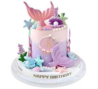 Set de 21 Piezas Decoración para Tartas de Sirena, Topper de Tarta Cumpleaños Infantil con Colas, Estrellas, Conchas y Corales, Adornos para Tartas Bajo el Mar, Decoración de Pastel Tema Océano Fiesta