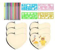 Set de 22 Piezas Bolsas de Tela para Pintar, con Forma de Corazón Diy Bolsa de Lona con Cremallera con Lápices de Colores y Plantillas, Neceser de Tela para Creación Artística, Regalos Hechos a Mano