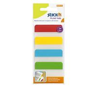 Set de 24 Banderitas Señalizadoras Cuerpo Transparente - 4 Colores Neón - Marcapáginas Adhesivos de 38 x 51 mm - Ideal para Separar y Clasificar Información - Fácil de Colocar - Stick'n For Kids