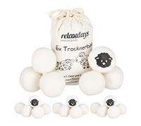 Set de 24 Bolas Secadora de Ropa, Pelotas de Secado con Bolsa, Ecológicas, Antiestáticas, Lana, Ø 7 cm, Blanco
