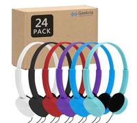 Set de 24 Geekria de Auriculares con Cable para el Aula, Ajustables Tipo Diadema sobre la Oreja, para niños, mayorista, para escuelas, Estudiantes, bibliotecas, Laboratorio
