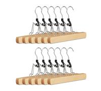 Set de 24 perchas pantalones, Colgadores madera, Ganchos fieltro