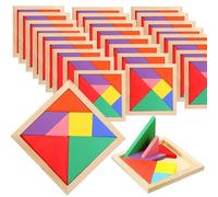 Set de 24Tangram Infantil de Madera - Puzzles para Niños -Regalos cumpleaños niños Colegio- egalitos Cumpleaños Invitados niños-para Piñata, Comunión, Detalle Invitados, Colegio