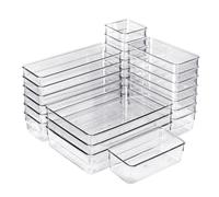 Set de 25 Cajones de Organización | Organizadores de Plástico Transparentes | Separadores de Cajones para Escritorio | Baño | Cocina | Frigorífico | Despensa | Maquillaje | Joyas | Multiusos