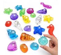 Set de 250g Gemas de Conchas Marinas y Estrellas de Mar Acrílicas Coloridas, Juguetes para Búsqueda de Tesoros, Buceo en Piscina, Fiestas de Sirenas y Decoración de Acuarios para Niños