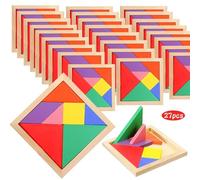 Set de 27Tangram Infantil de Madera - Puzzles para Niños -Regalos cumpleaños niños Colegio- egalitos Cumpleaños Invitados niños-para Piñata, Comunión, Detalle Invitados, Colegio
