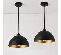 Set de 2X Lámpara Colgante Lámpara de Techo 145 cm con Cable E27 60W Luz Efectiva Iluminación Interior 230V 50Hz Interruptor de Pared Negro y Oro