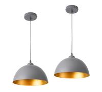 Set de 2x Lámpara Colgante Lámpara de techo 145 cm con Cable E27 60W Luz Efectiva Iluminación interior 230V 50Hz Interruptor de pared Gris y Oro