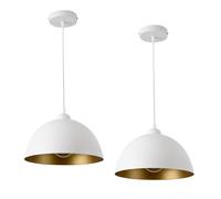 Set de 2x lámpara colgante toulon - 145 x ø 30 cm - e27 - 60w - metal - blanco y oro [lux.pro]