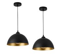 Set de 2x lámpara colgante toulon - 145 x ø 30 cm - e27 - 60w - metal - negro y oro [lux.pro]