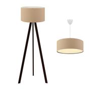 Set de 2x lámparas scunthorpe 1xe27 20 w - 70 xø 38 cm y 140 x ø 38 cm - mdf/tela blanco/negro/beige [lux.pro]