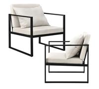 Set de 2x sillones de comedor ragusa textil y hierro - 70 x 60 x 60 cm - color arena [en.casa]