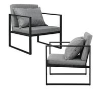 Set de 2x sillones de comedor ragusa textil y hierro - 70 x 60 x 60 cm - gris oscuro [en.casa]