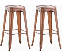 CLP Set de 2 Taburetes Joshua En Estilo Industial I 2 Taburetes Apilables I 2 Taburetes Altos Metálicos Sin Respaldo & con Reposapiés, Color:Cobre