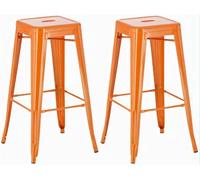 CLP Lote de 2 taburetes de Bar Joshua I Taburetes de Bar apilables de Metal I Taburetes de Bar con reposapiés I Altura del Asiento 76 cm I Taburete apilable, Color:Naranja