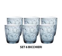 Set De 3/6 Piezas Vasos Diamond 30,5 CL Vidrio Azul Elegante Para Agua Y Bebidas