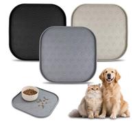 Set de 3 Alfombra Comedero Perro de Silicona, Alfombrilla para Comida de Gato y Perro 27x27 cm, Antideslizante e Impermeable con Bordes Elevados, Apta para Mascotas Pequeñas y Medianas